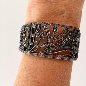 Ornate Black and Silver Cuff Bracelet